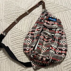 KAVU Geometric Sling Bag in Red, Black, and White